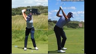 Justin Thomas golf swing  Long Iron faceon amp downtheline July 2017 [upl. by Ochs431]