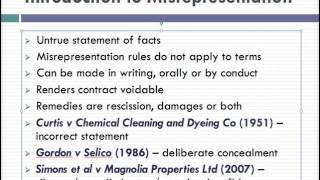 Misrepresentation Lecture 1 of 4 [upl. by Erastus]